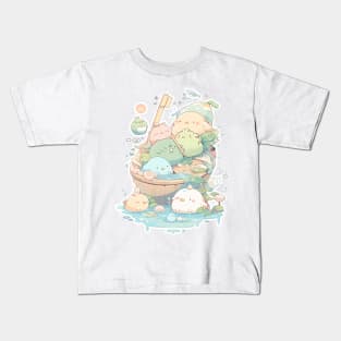 Foodiies Collection - Veggie Foodiies Taking A Deep Cleansing Bath Together | Kawaii Aesthetic Anime Food Design | PROUD OTAKU Kids T-Shirt